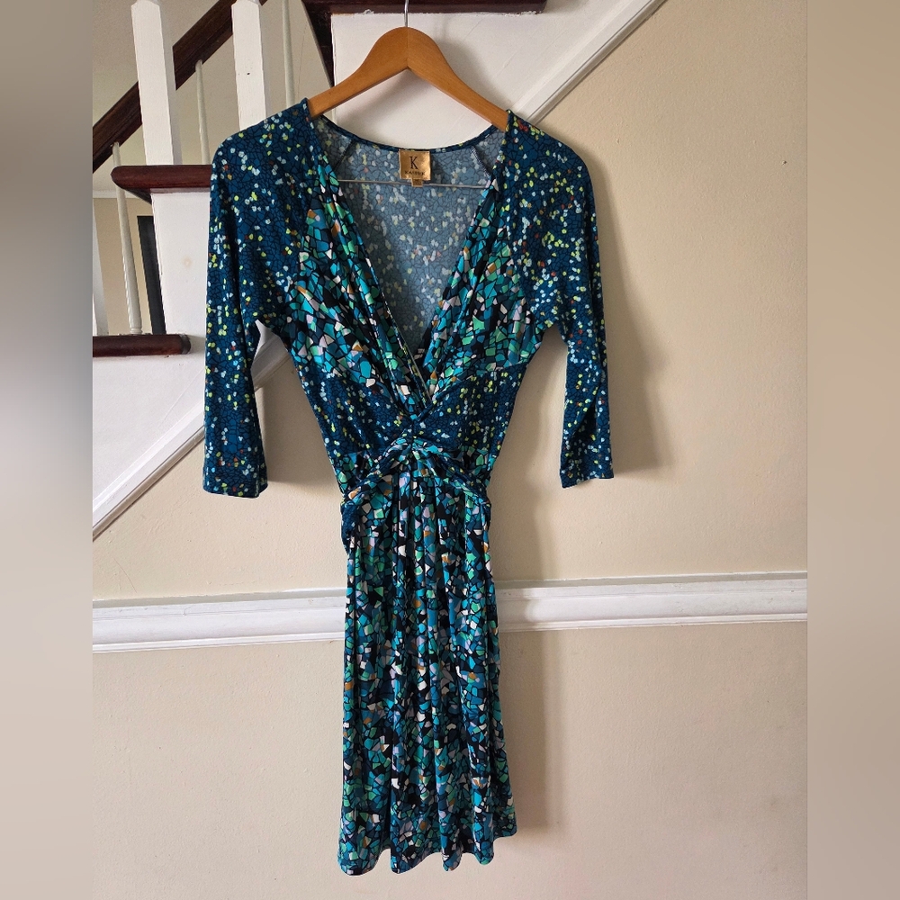 Kasper Blue and Black Patterned Dress